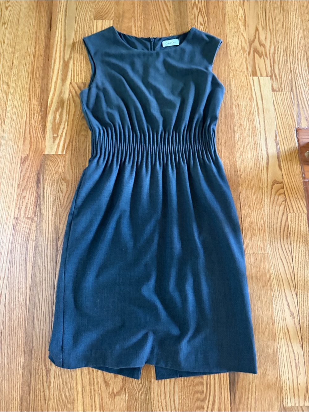 Calvin Klein Navy Sleeveless Gathered-Waist Midi Dress